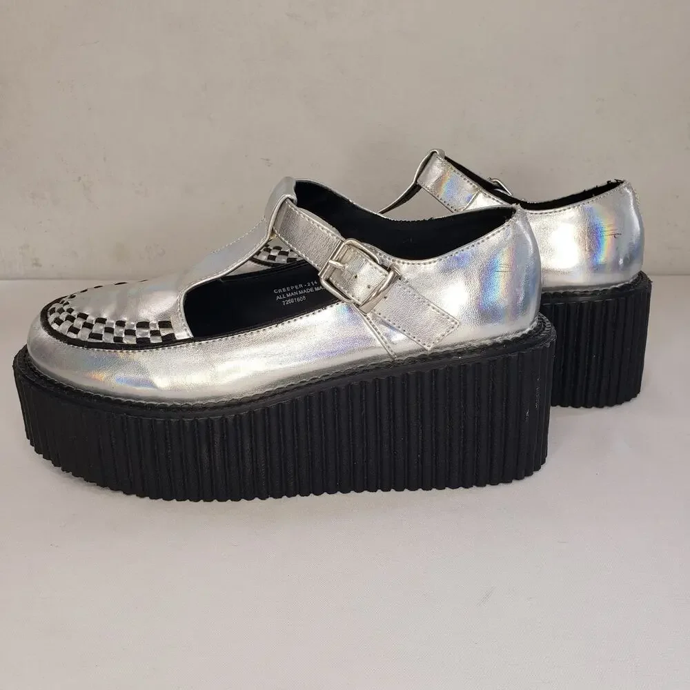Demonia Cult Creeper Hologram Platform Mary Jane Shoes Women's Size 10